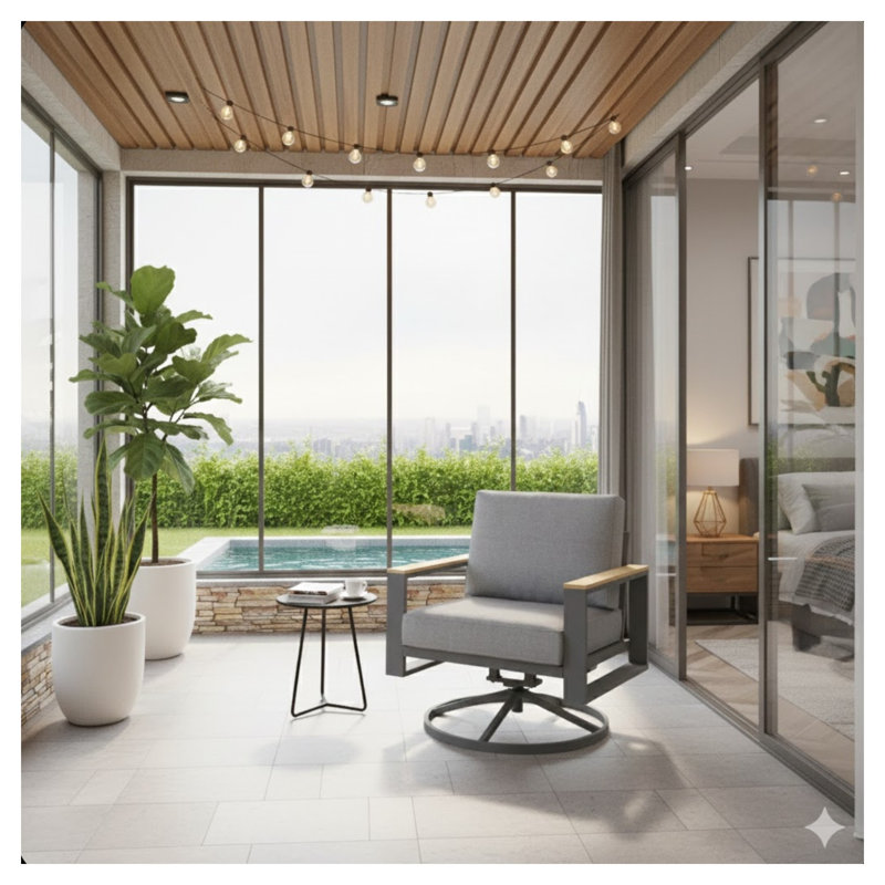 Chaises de patio pivotantes en aluminium toutes saisons avec coussins