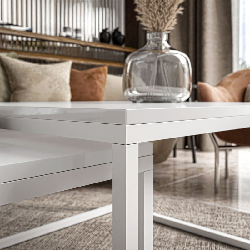 Arianit Frame Coffee Table, High-gloss white, White