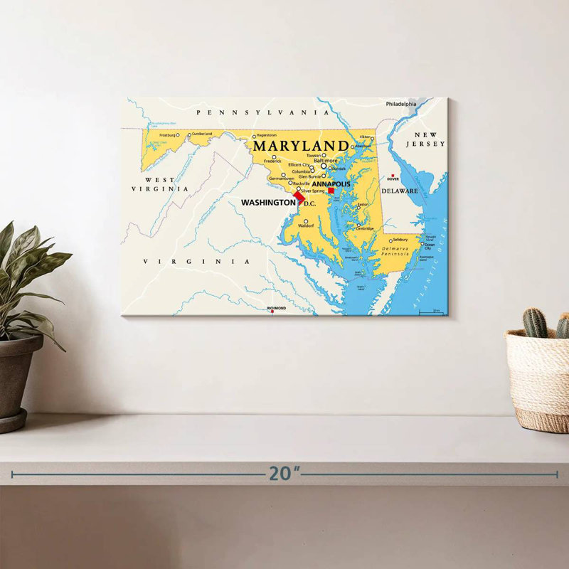 Carte d'Aliaz, Maryland, H 8 po x l 12 po