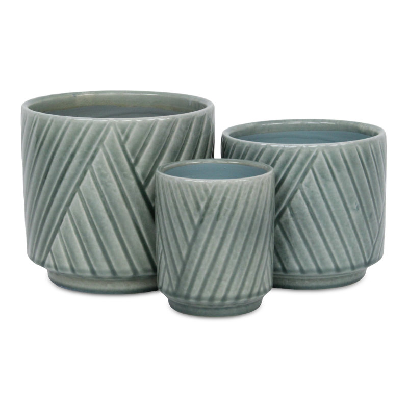Kettering Handmade Ceramic Pot Planter, 6.5" H x 7" W x 7" D, Green