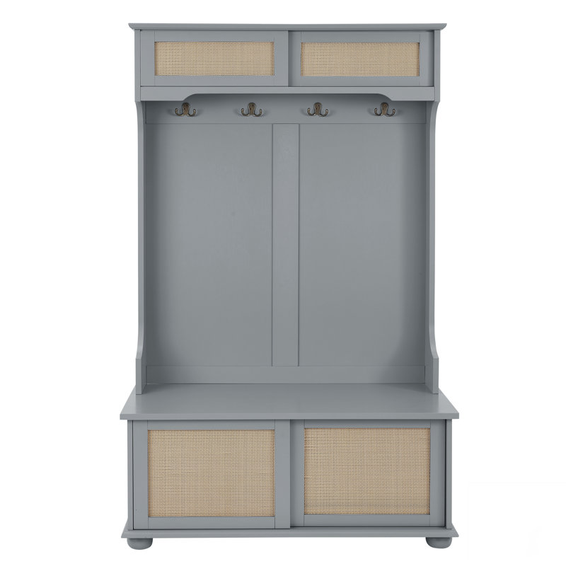 Multifunctional Entryway Hall Tree with Storage Bench and Shoe Rack, Perfect for Organizing and Saving Space, Gray