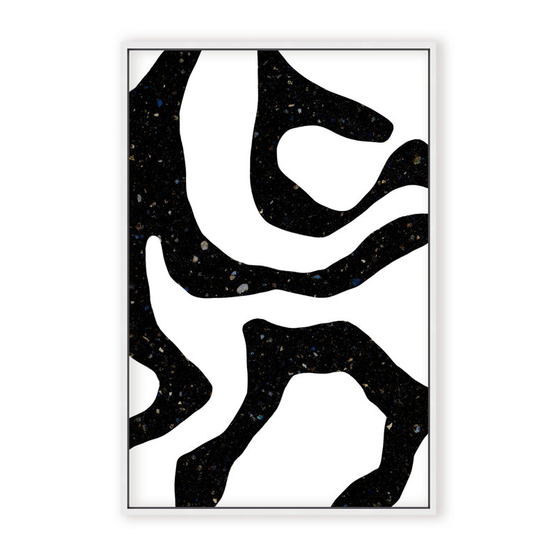 Abstract Black Gems by  - Picture Frame Painting on Paper, 48" H x 32" W x 1.125" D, Black, Framed Print