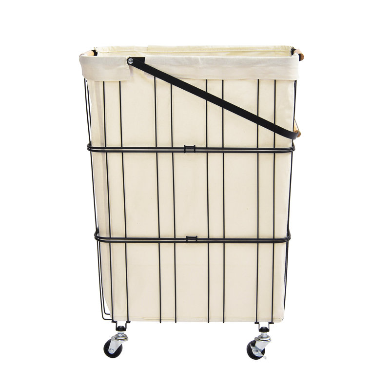 Metal Rolling Laundry Basket with Handles