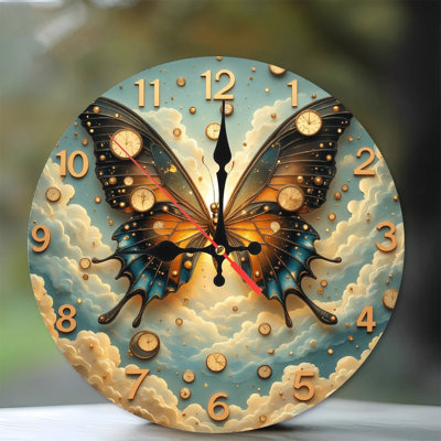 Butterfly Wall Clock with Unique Art Design