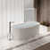 67" Streamline Soaking Matte White Stone Resin Freestanding Tub And Tray With Internal Drain In Polished Chrome