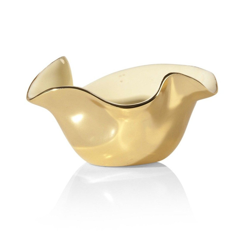 Small Ruffled Bowl, Gold/Oyster