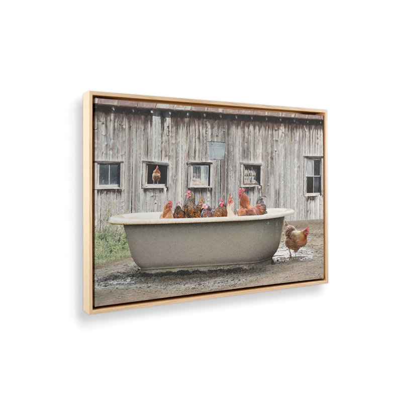 «Country Bathaign» par Lori Deiter, reproduction d'art, Framed Canvas, Tan, 16 W x 12 H