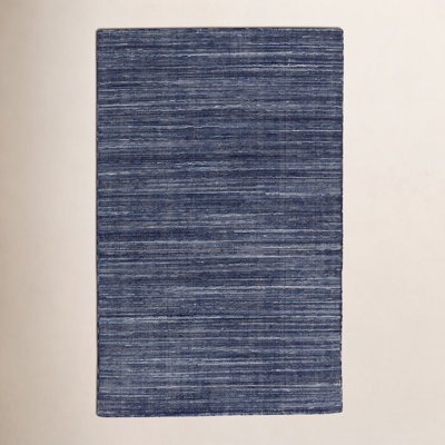 Caron Navy Hand-Woven Striped Rug