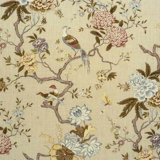 Oriental Bird 100% Linen Fabric