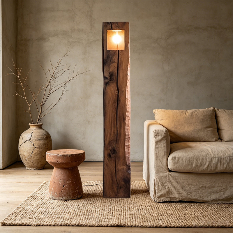 Lampes sur pied en bois massif brun