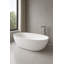 Baignoire autoportante de 67 po en résine solide autoportante avec trop-plein et drain escamotable 67 po, blanc mat