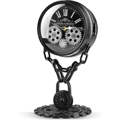 Analog Stainless Steel Electric Tabletop Clock in Black