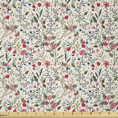 Cromlish Colourful Blossoming Flowers Roses Tulips and Daisies Multi-Purpose Fabric
