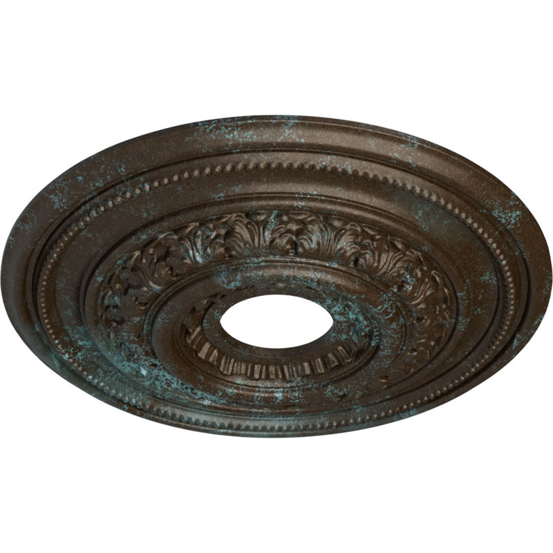 Médaillon de plafond H 17,625 po x l 17,625 po x P 1,875 po Orleans, Patine bleue bronze