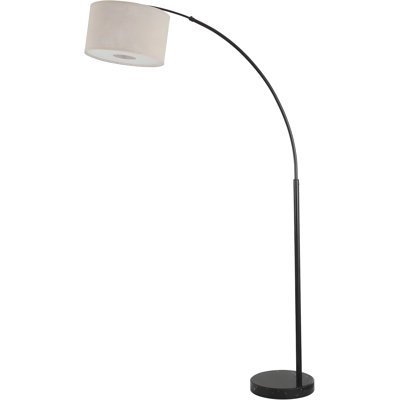 81" Modern Arched Marble Floor Lamp, Tall Drum Shade For Living/Dining/Bedrooms