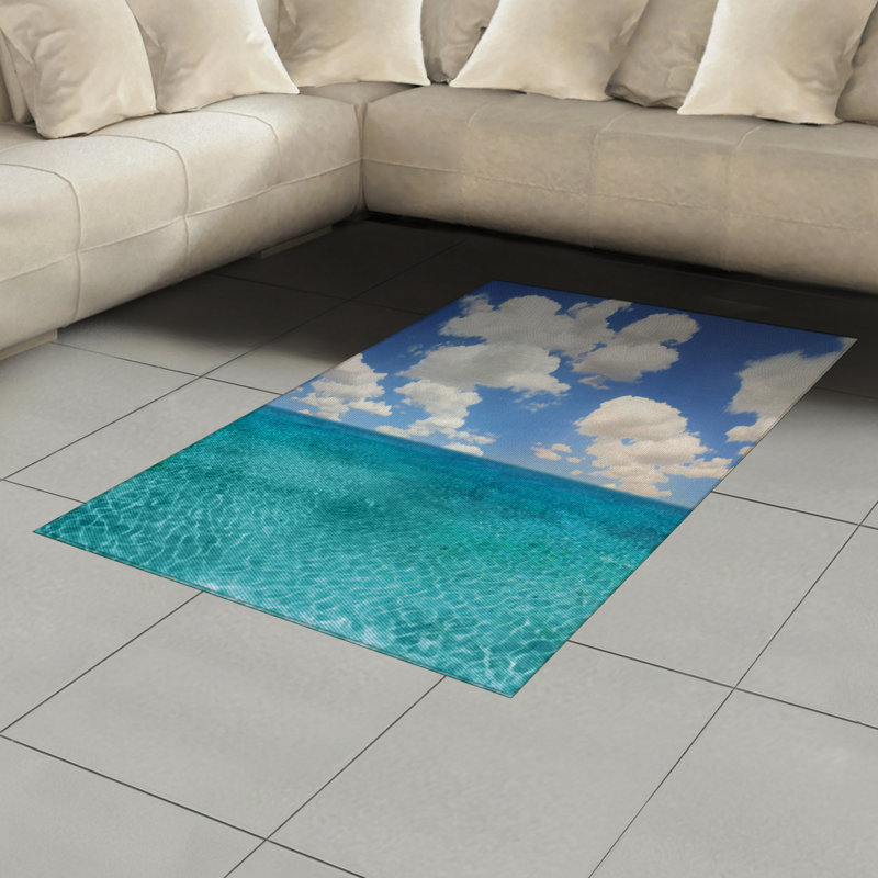 Tapis décoratif à longues fibres en polyester Ocean, Rectangle— 4 pi x 5 pi 8 po