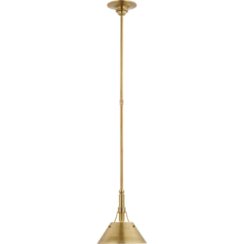 Thomas O'Brien Turlington Small Pendant, Antique Brass, Antique Brass, 54.25" H x 8.75" W x 8.75" D