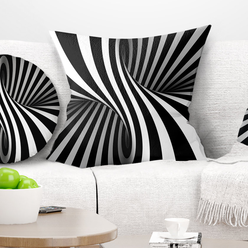 Black and White Spiral - Abstract Printed Pillow Design Art 
