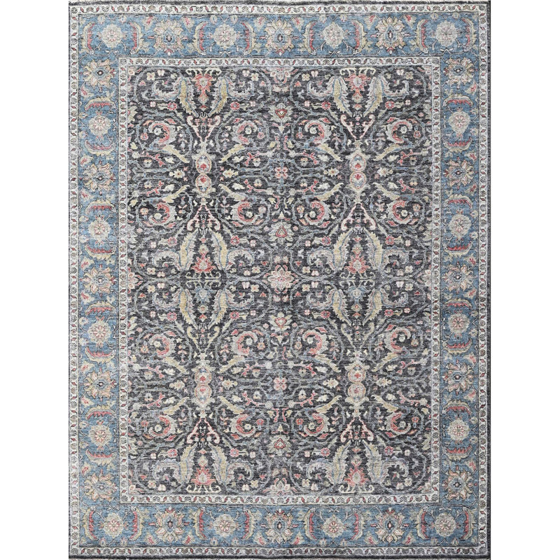 Tapis rectangulaire en laine noué à la main, Rectangulaire 8 pi x 10 pi