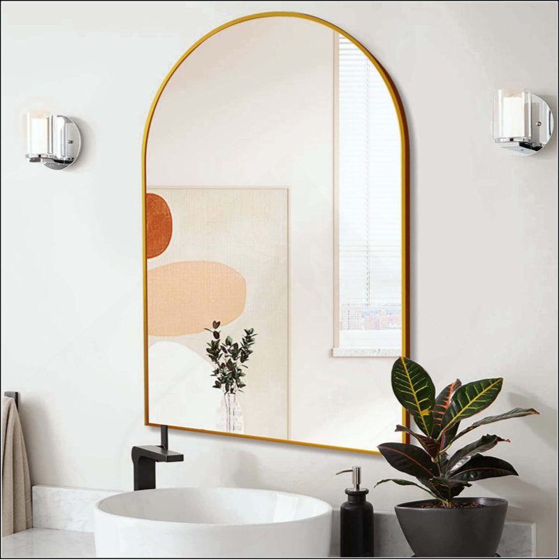  Miroir mural arqué Modern, Doré, 30 po x 20 po