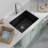 24"L x 18"W Laundry Sink Undermount Quartz Single Bowl Utility Sink with Bottom Grid-121429668