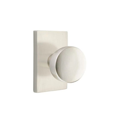 Ensemble de mortaise intérieure Emtek Passage avec rosette rectangulaire moderne et bouton Laurent (droite)