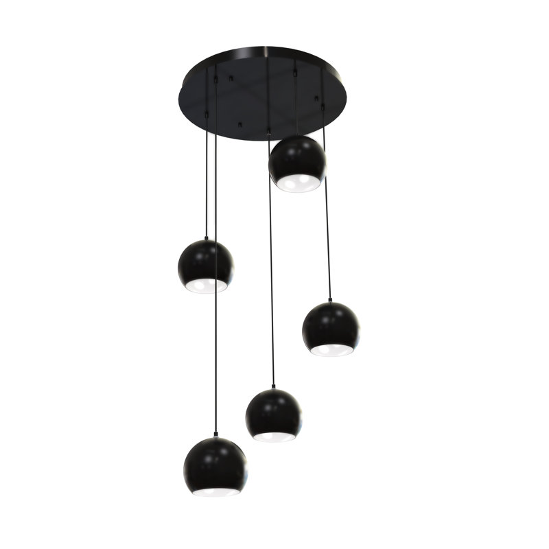 Luminaire suspendu en grappe à 5 lumières Kanisha, Noir