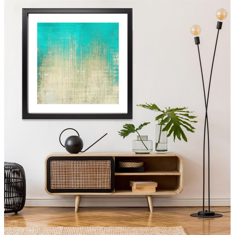 Turquoise Texture Abstract - Single Picture Frame Print, 199.136 cm H x 199.136 cm W, Aluminium Chrome