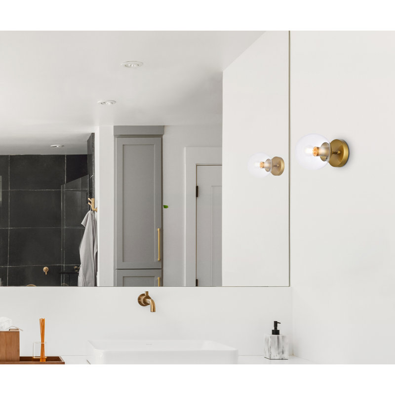 Alijiah Wall Sconce, Clear, Brass