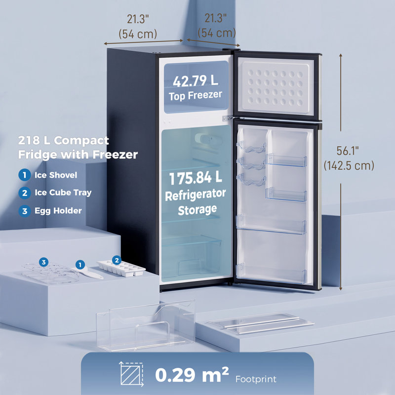Mini-frigo avec congélateur de 7,7 pi³, thermostat réglable, blanc, White