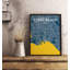 «Long Beach City Map», reproduction d'impression sur affiche en bleu-24705333