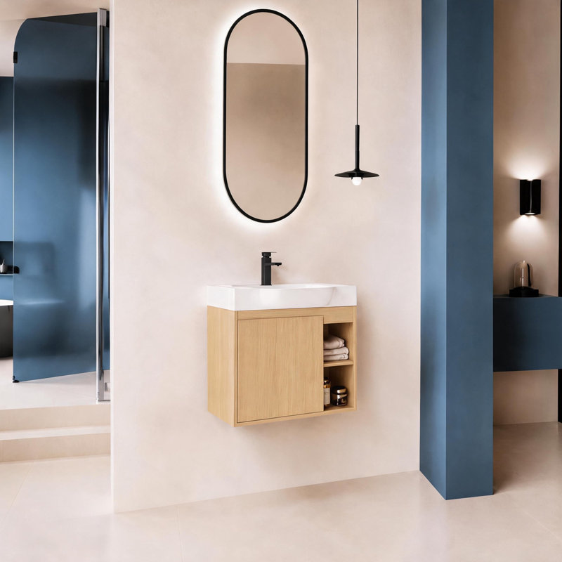 Meuble-lavabo flottant 24 po Slimbay, Beige, 24"