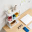 Bibliothèque de bureau à 3 niveaux et organisateur de bureau avec crochets, tablette de rangement robuste pour les espaces de travail sans encombrement-1667972396