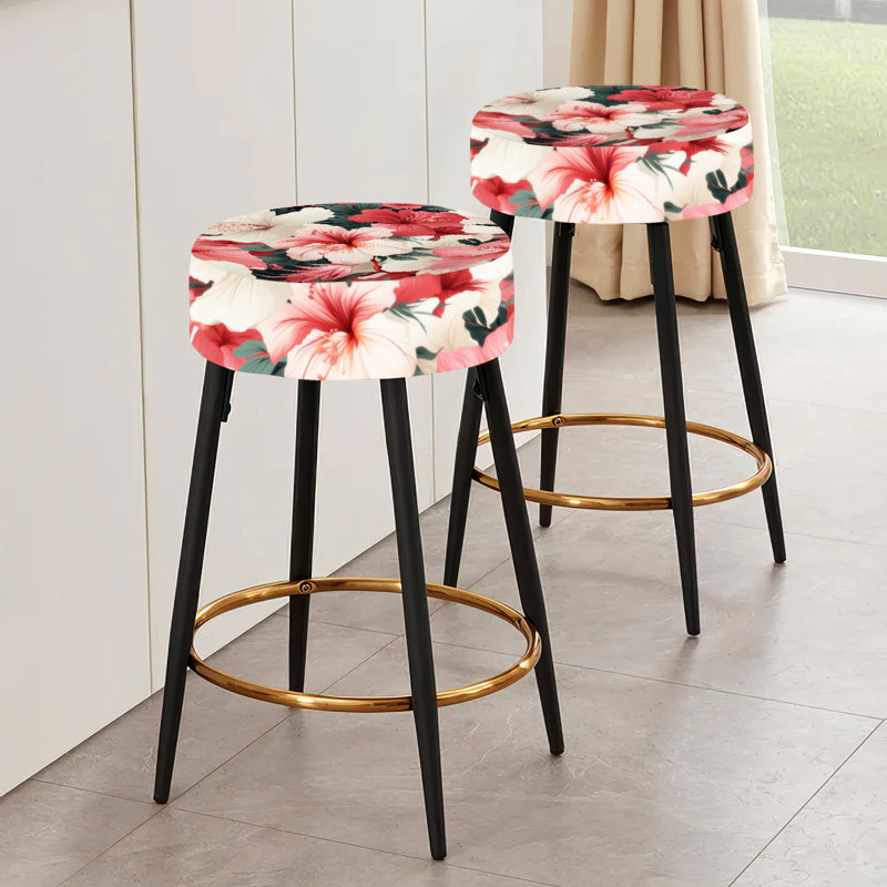 Hibiscus Romance - motif tropical - ensemble de 2 tabourets de bar tropicaux