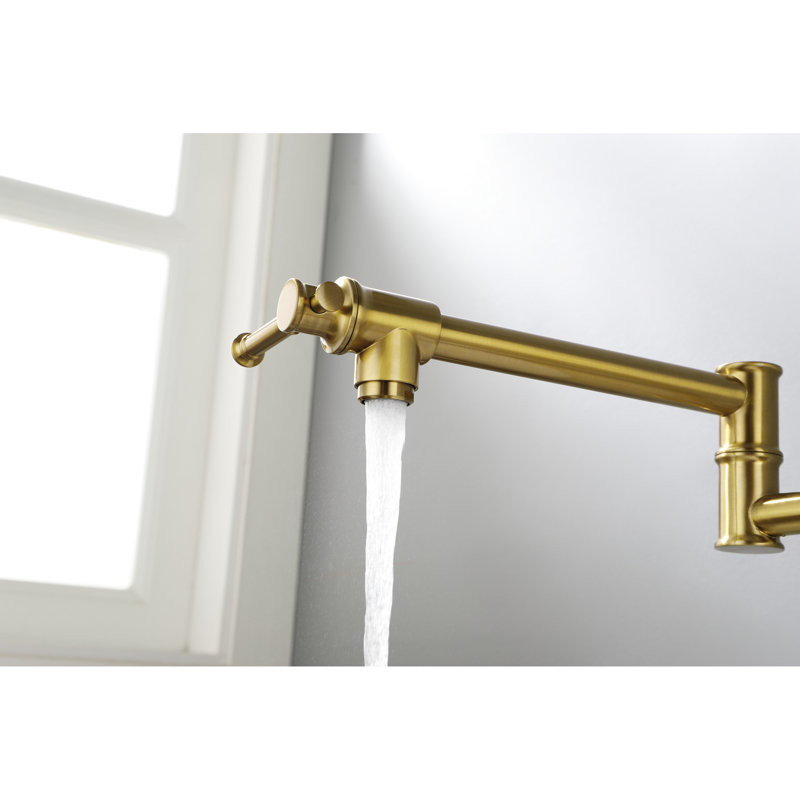 Brass Pot Filler Wall Mount - Gold, Corrosion Finish, Easy Water Control Modern Brass, To Clean, Drip-