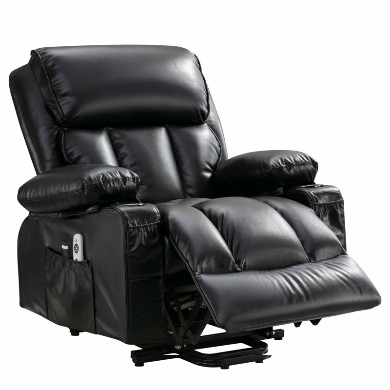Fauteuil de massage électrique Power Power pour personnes âgées avec chauffage, vibration et fonction USB, Noir