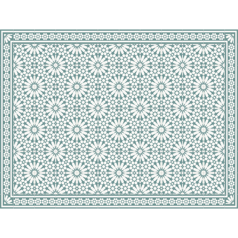 Enda Vinyl Machine Printed Area Rug, Rectangle 3'3.4" x 4'4.4"