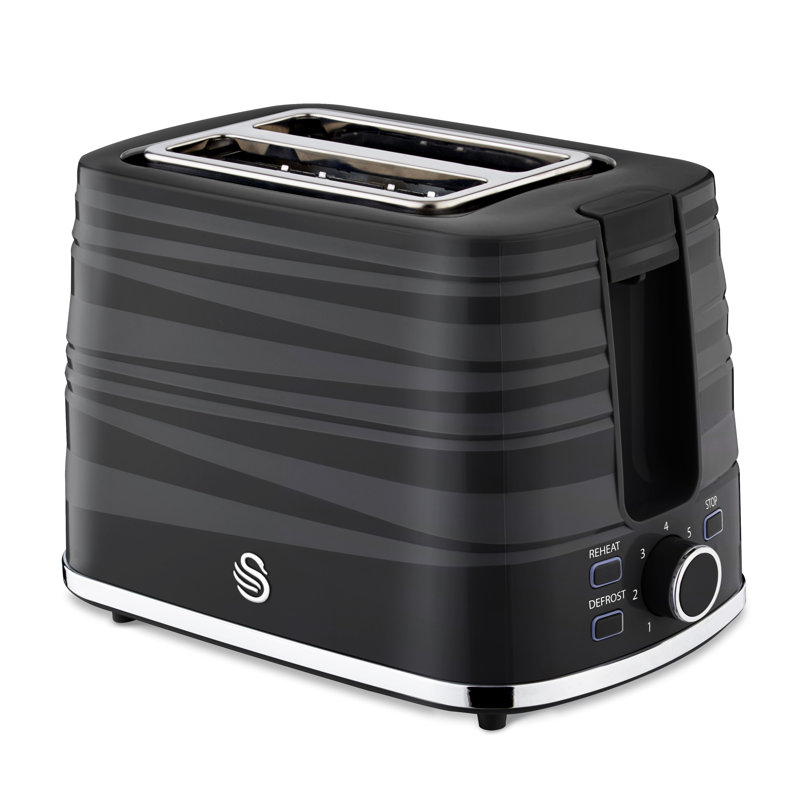 Swan, 2 Slice Symphony Toaster, High Gloss and Matt Finish, 930 Watt, Plastic, Black