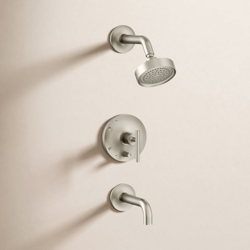 Purist® Rite-Temp Pressure-Balancing Bath and Shower Faucet Trim with Push-Button Diverter, 7-3/4" Spout and Lever Handle, Valve Not Included