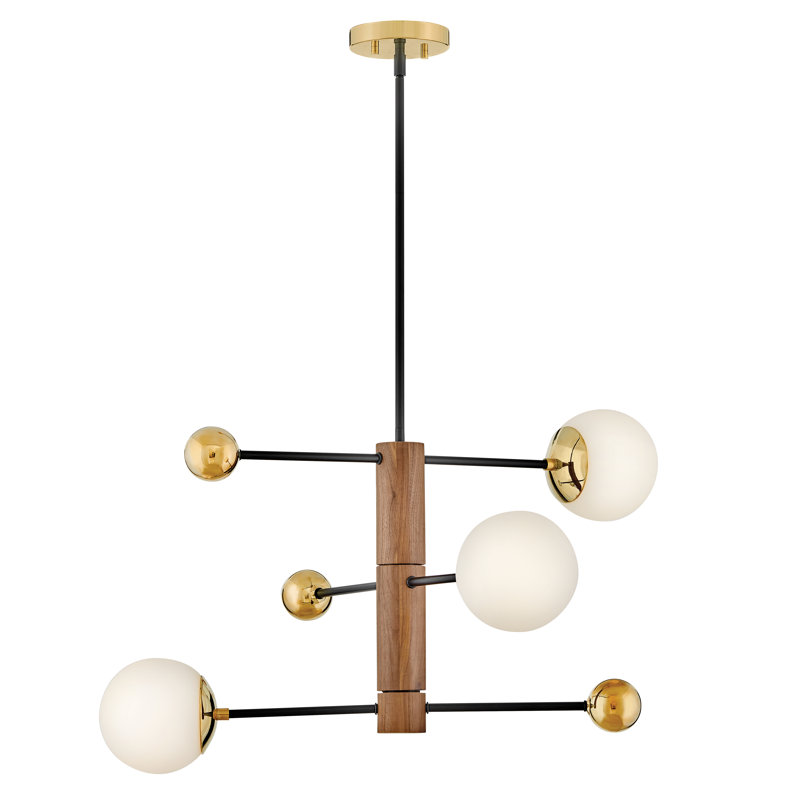 Auggie 3-Light Adjustable Multi-Tier Chandelier with Etched Opal Globe Shades