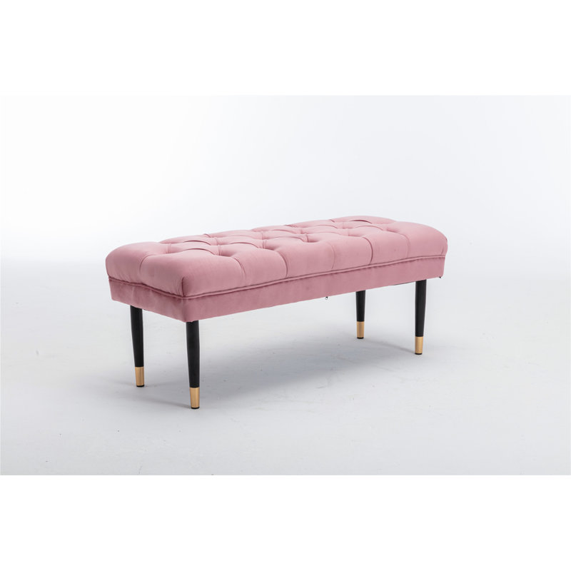 Repose-pieds capitonné en velours avec repose-pieds, Rose