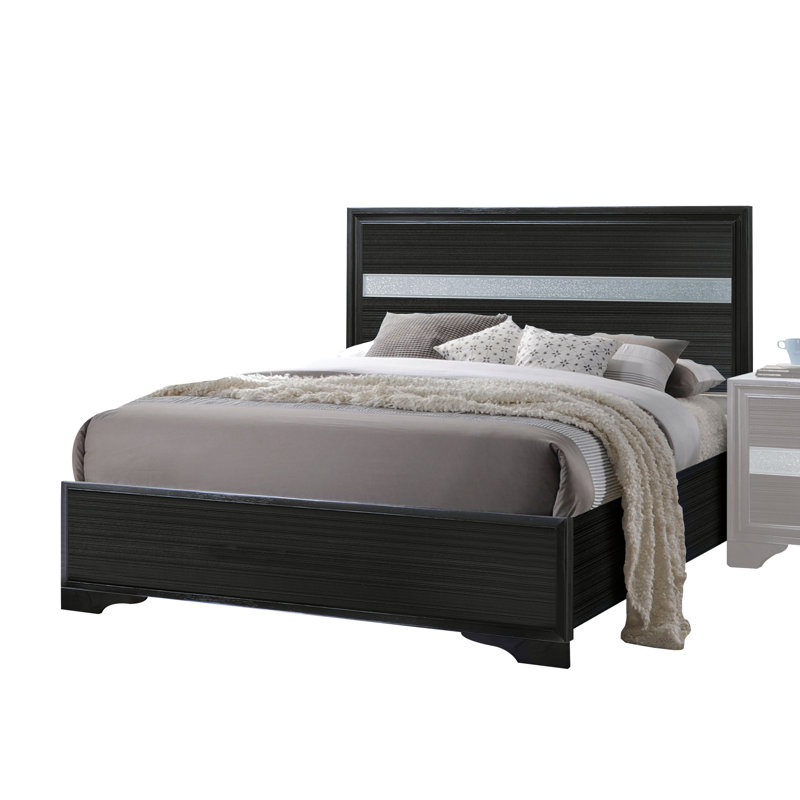 Luftar Bed, Platform Bed, Bed Frame, Full, Black