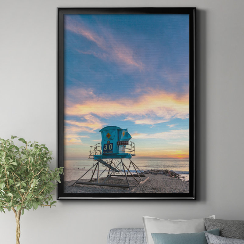 «Sunset in Carlsbad» par J Paul - reproduction de photo sur toile encadrée, H 26,5 po x l 36,5 po x P 1,5 po, Noir