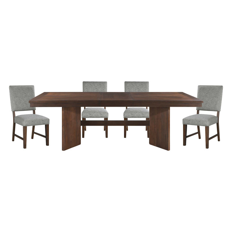 Table de salle à manger moderne 5 pièces avec rallonge et 4 chaises rembourrées, 5 pièces: table, 4 chaises