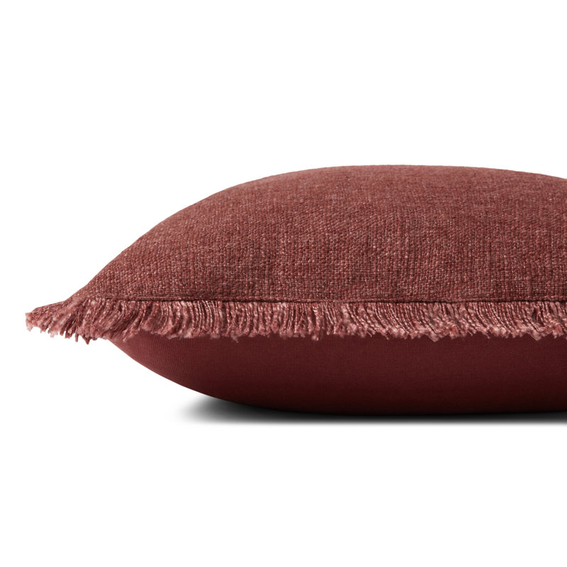 Wine Fringed 18" x 18" Polyester Accent Pillow