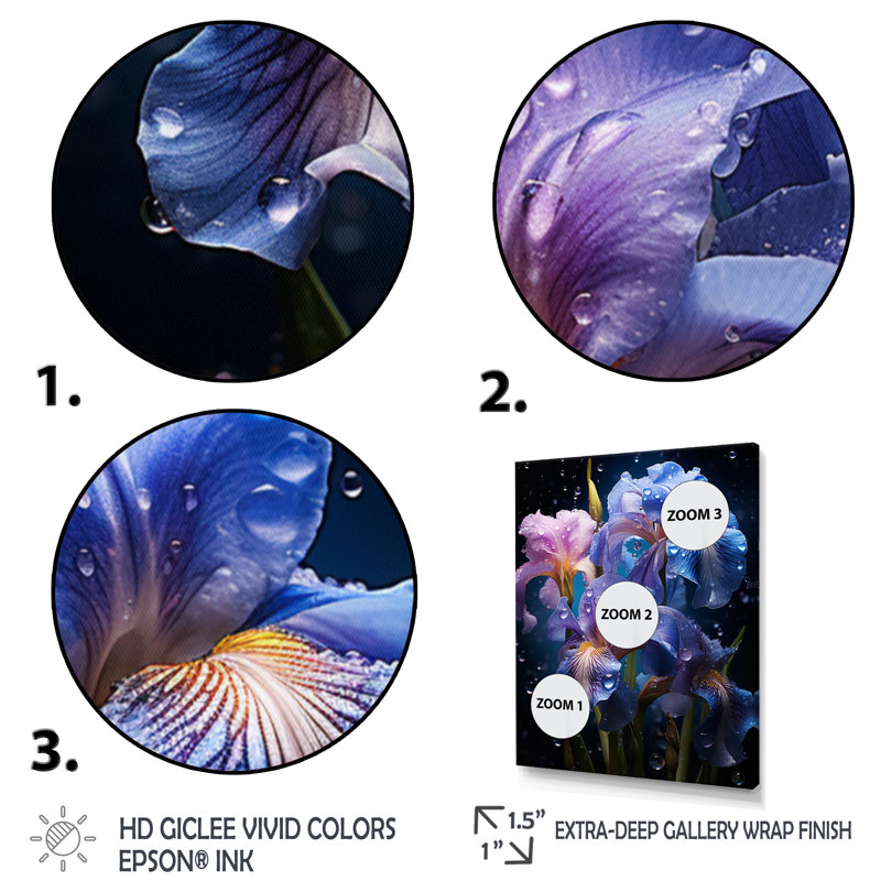 Mauve noir irisé irisé I sur impression sur toile, Cadre photo noir, H 20 po x l 12 po x P 1 po
