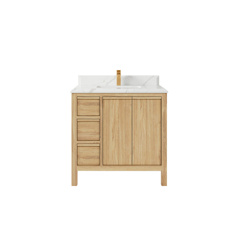36'' Single Bathroom Vanity with Quartz Top, Calacatta Laza
