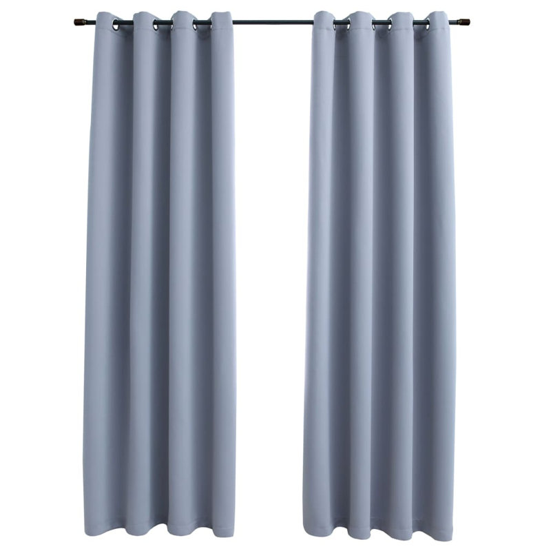 Korkmaz Blackout Curtain Pair, Width 140 x Drop 245cm, Grey