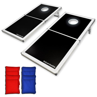 GoSports LED Light Up Cornhole Set, Regulation Size - Includes 2 Foldable Regulation Size Boards, 8 Bean Bags, & Rules