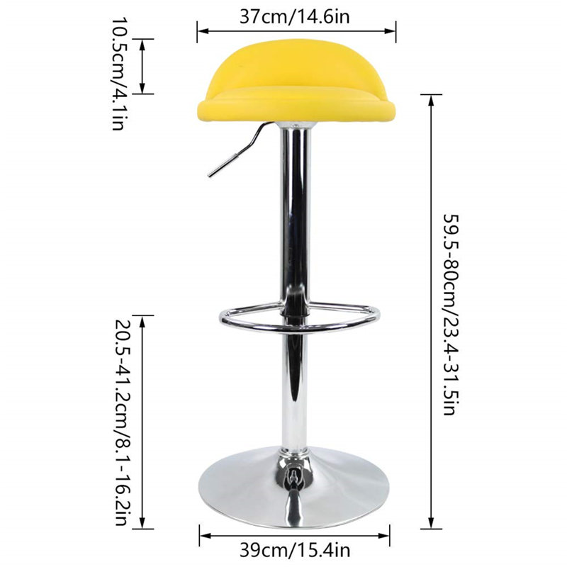 Alicemarie Swivel Upholstered Adjustable Height Counter Stool with Metal Frame, Yellow